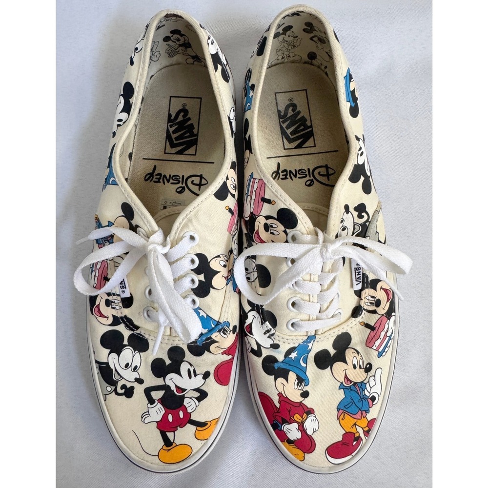 Vans Authentic Disney Mickey Mouse Through The Ages Cream Sneakers Mens 11 Rare